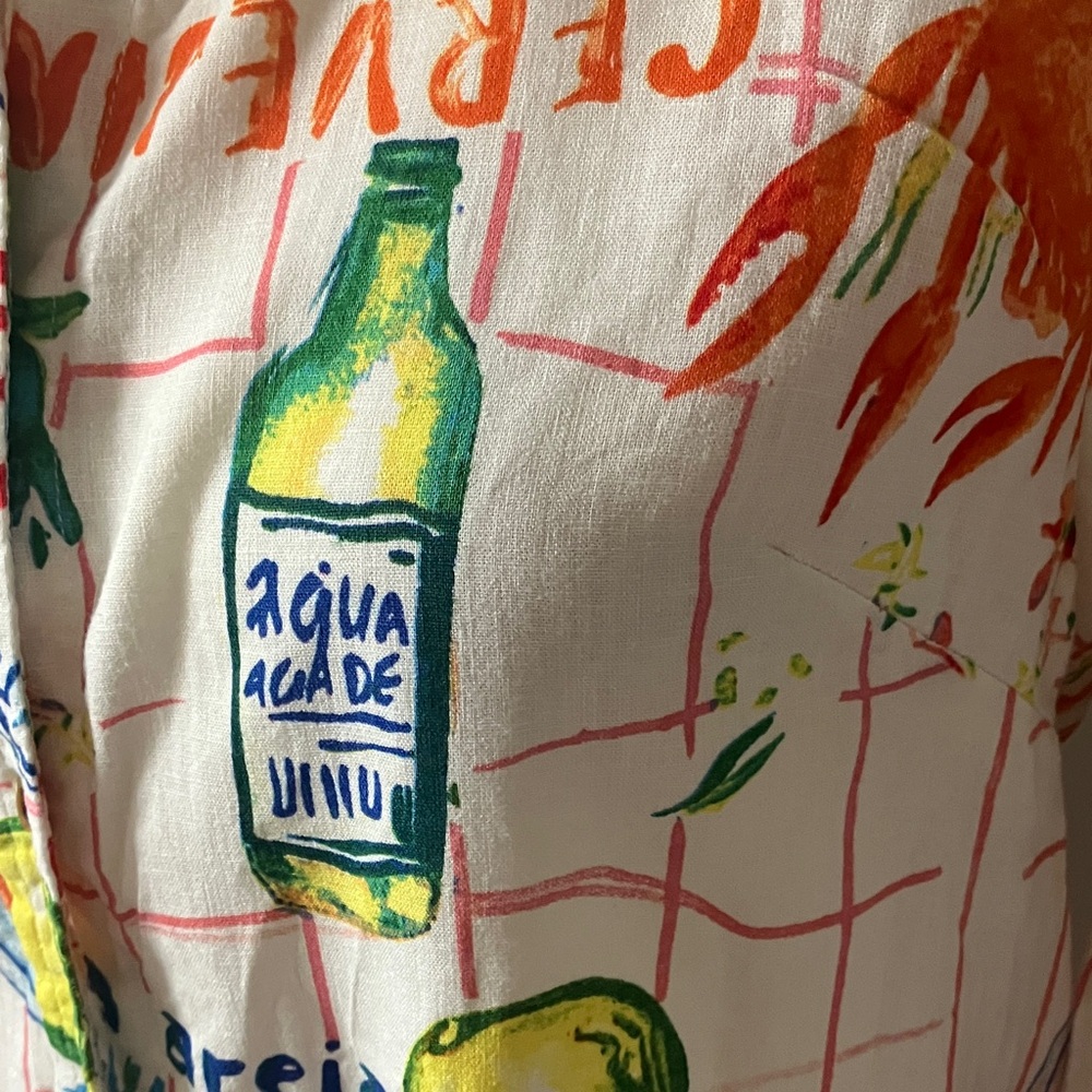 Colorful crawfish crab shrimp boil seafood themed shirt blouse Large - Picture 5 of 12